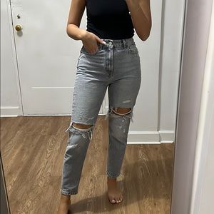 High waisted boyfriend jeans